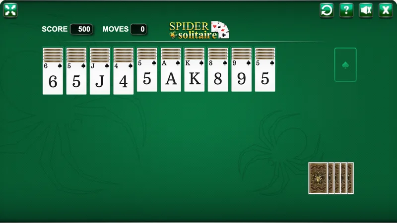 スパイダーソリティアの実際のゲーム画面